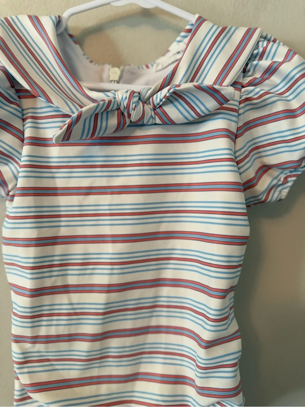 Minnow Striped One-Piece Swimsuit with Puff Sleeves